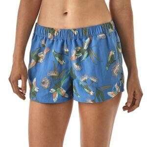 Patagonia Barely Baggies Shorts Womens M Parrots Port Blue Birds Tropical